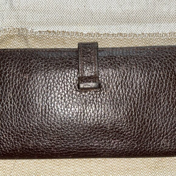 Vintage Hermes Bearn H Wallet Brown Leather H Logo Long Wallet, box dust France - Picture 11 of 12